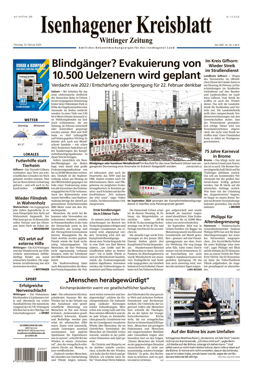 Isenhagener Kreisblatt vom Dienstag, 10.02.2026