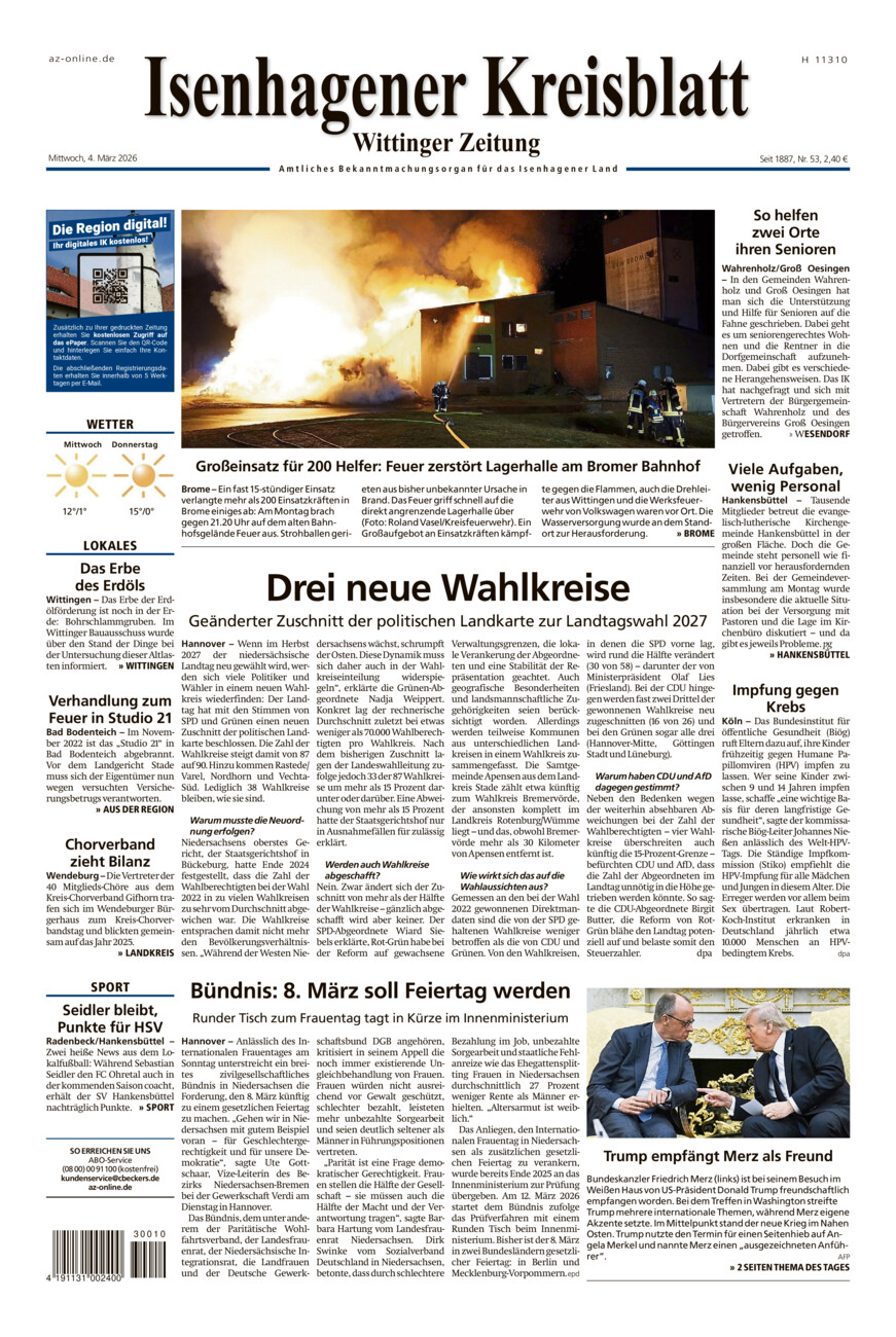 Isenhagener Kreisblatt vom Mittwoch, 04.03.2026