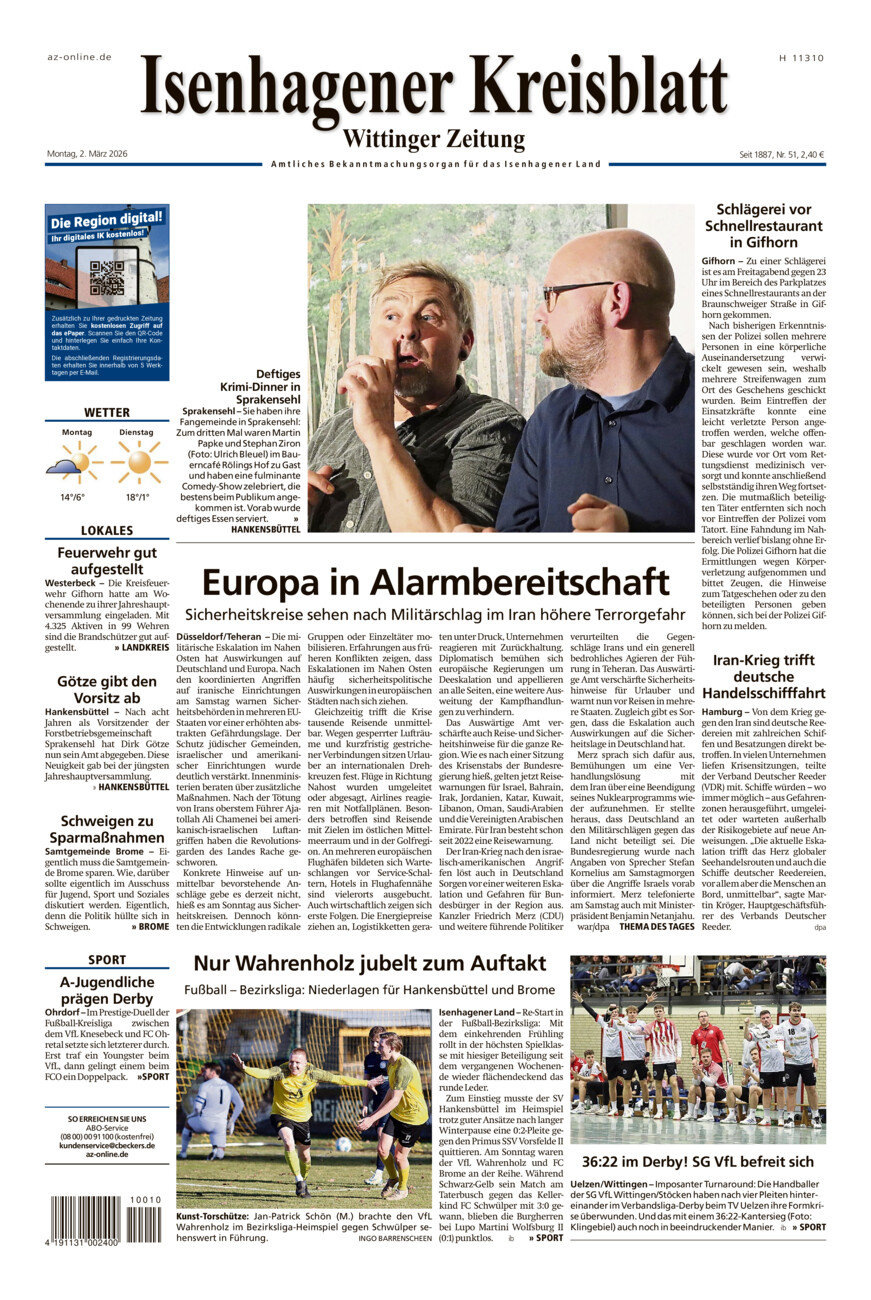 Isenhagener Kreisblatt vom Montag, 02.03.2026