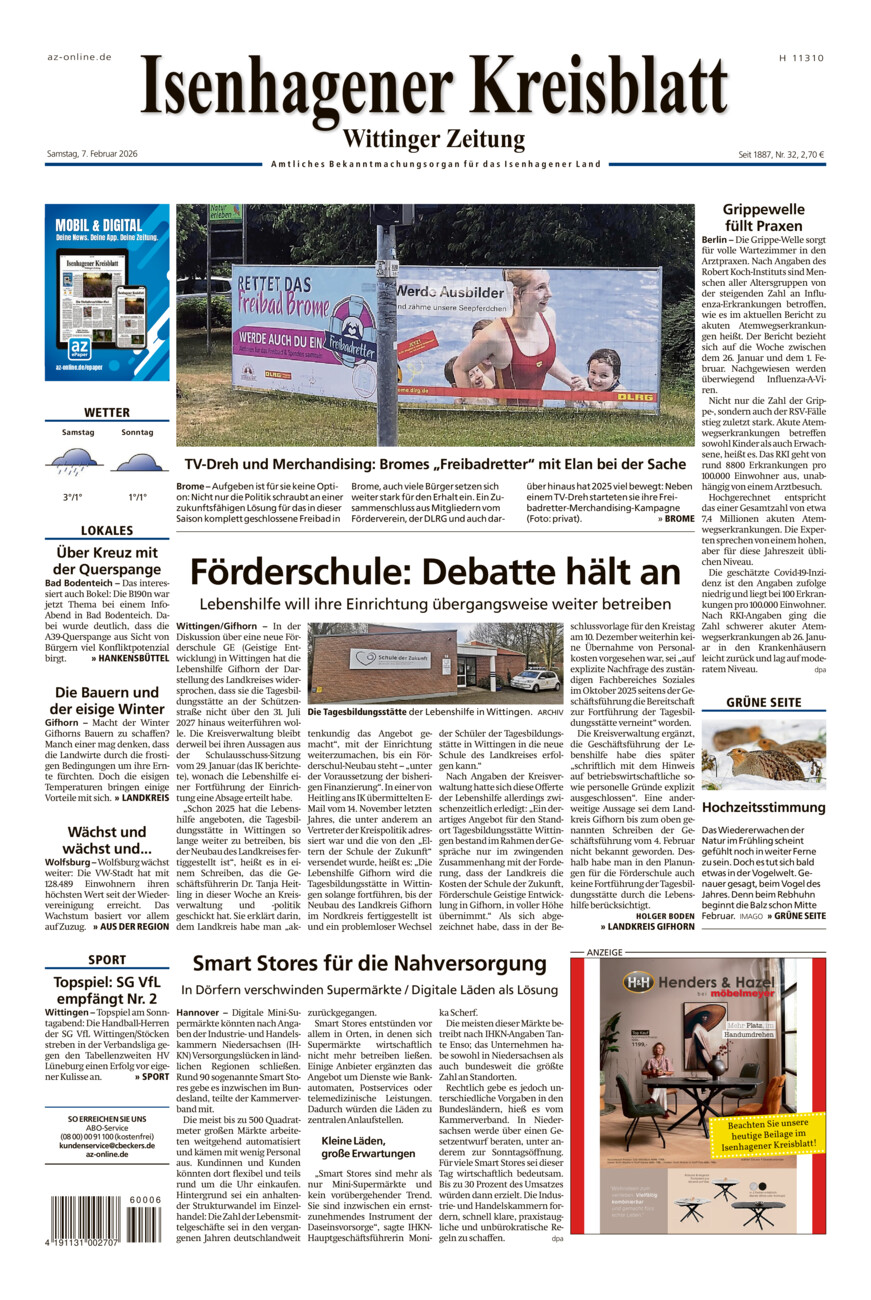 Isenhagener Kreisblatt vom Samstag, 07.02.2026