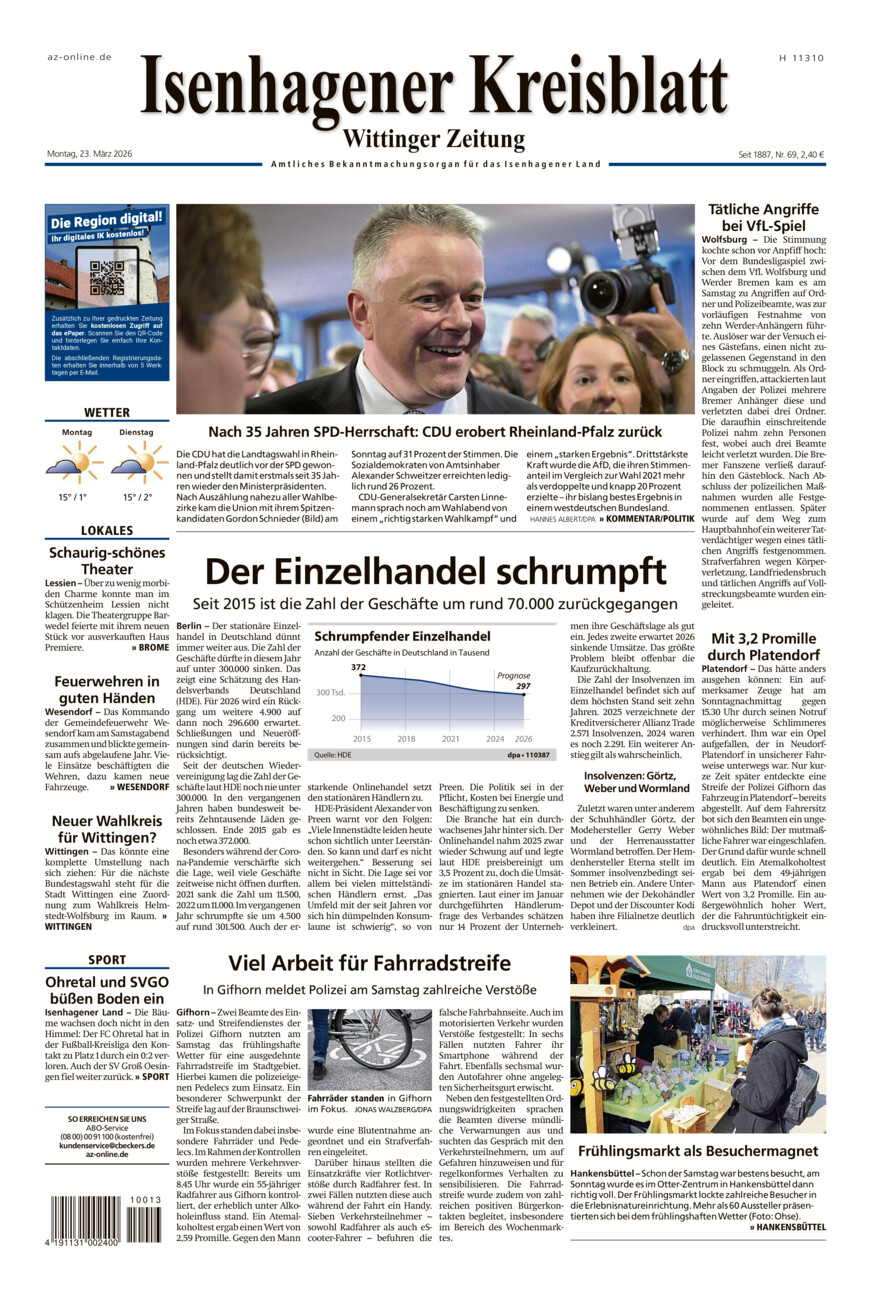 Isenhagener Kreisblatt vom Montag, 23.03.2026