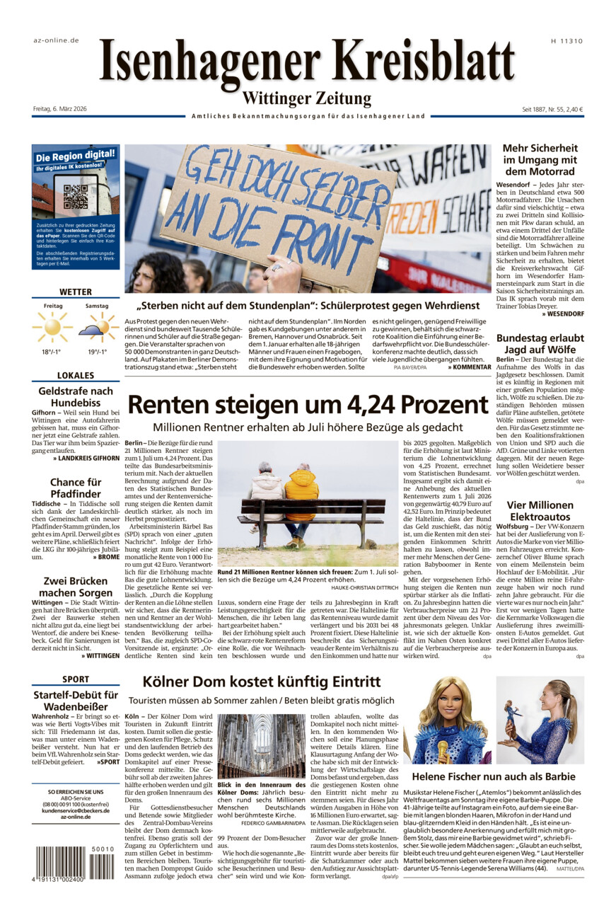 Isenhagener Kreisblatt vom Freitag, 06.03.2026
