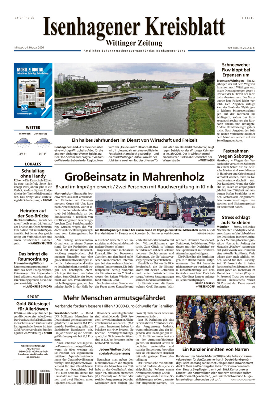 Isenhagener Kreisblatt vom Mittwoch, 04.02.2026