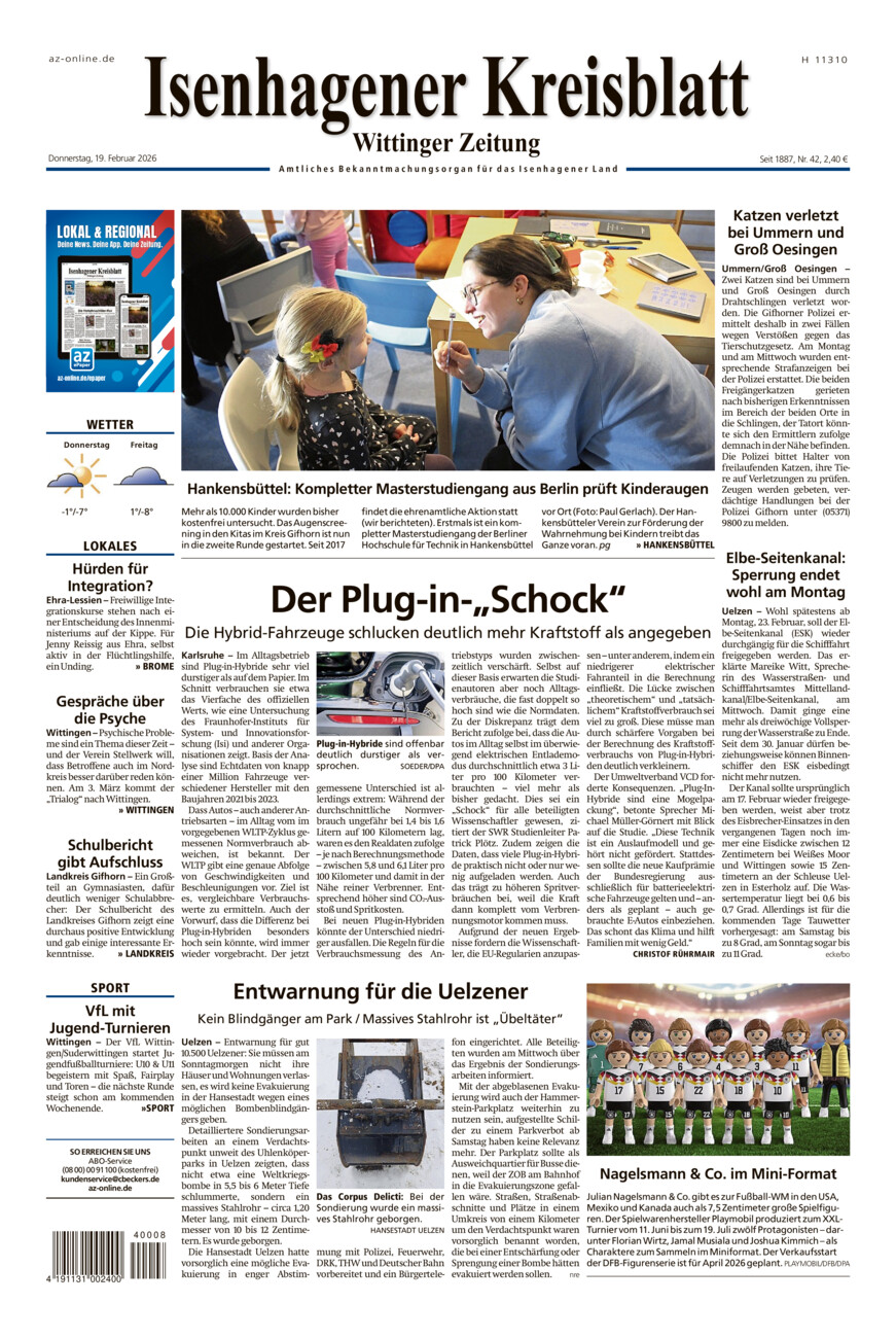 Isenhagener Kreisblatt vom Donnerstag, 19.02.2026