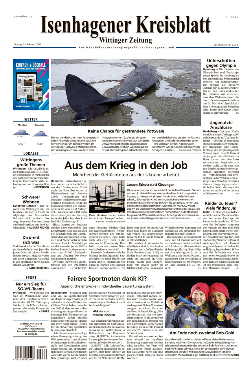 Isenhagener Kreisblatt vom Montag, 23.02.2026