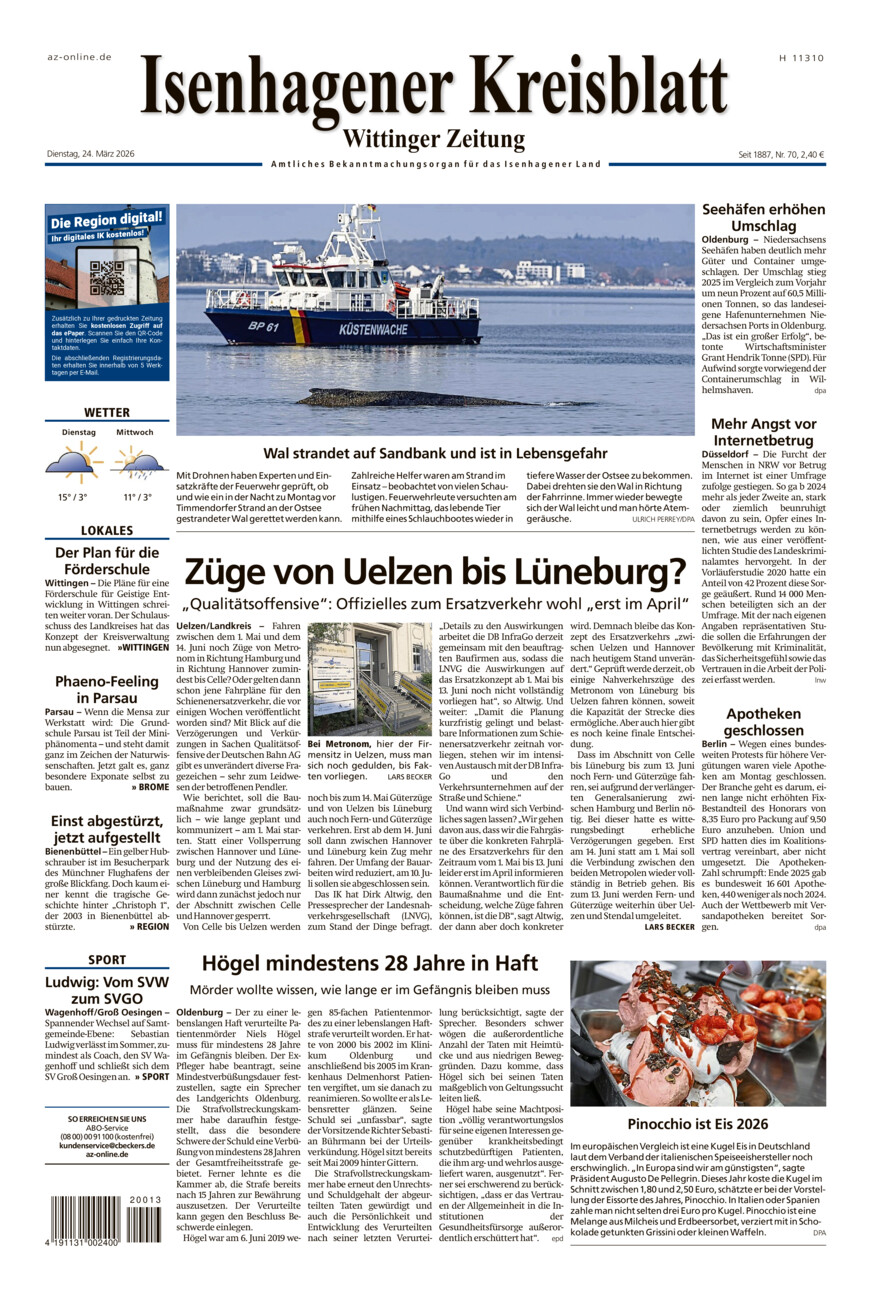 Isenhagener Kreisblatt vom Dienstag, 24.03.2026