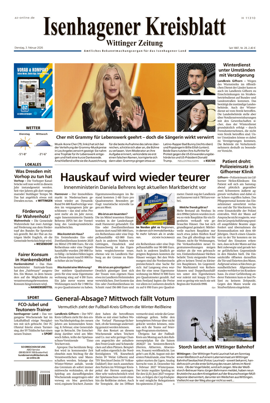 Isenhagener Kreisblatt vom Dienstag, 03.02.2026
