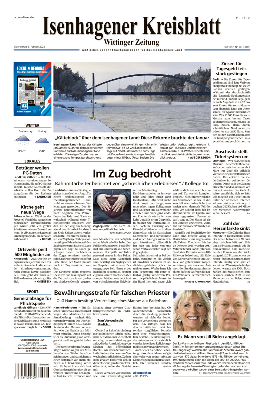 Isenhagener Kreisblatt vom Donnerstag, 05.02.2026