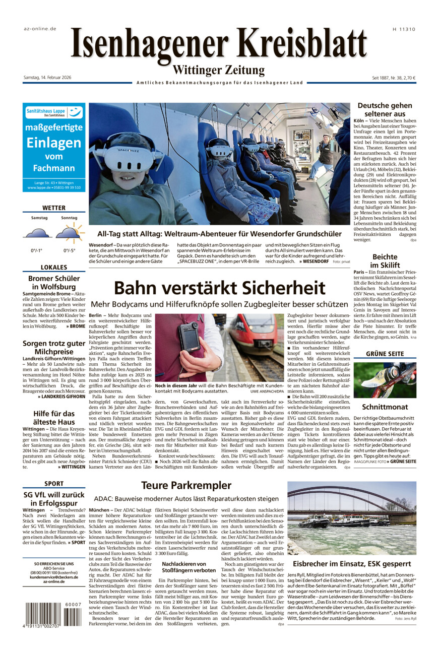 Isenhagener Kreisblatt vom Samstag, 14.02.2026