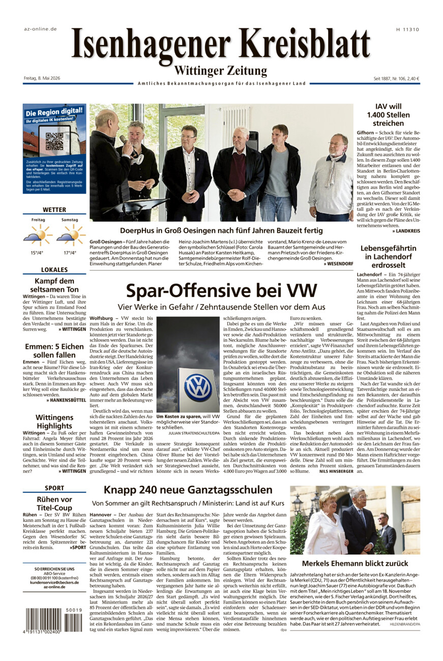 Isenhagener Kreisblatt vom Freitag, 08.05.2026