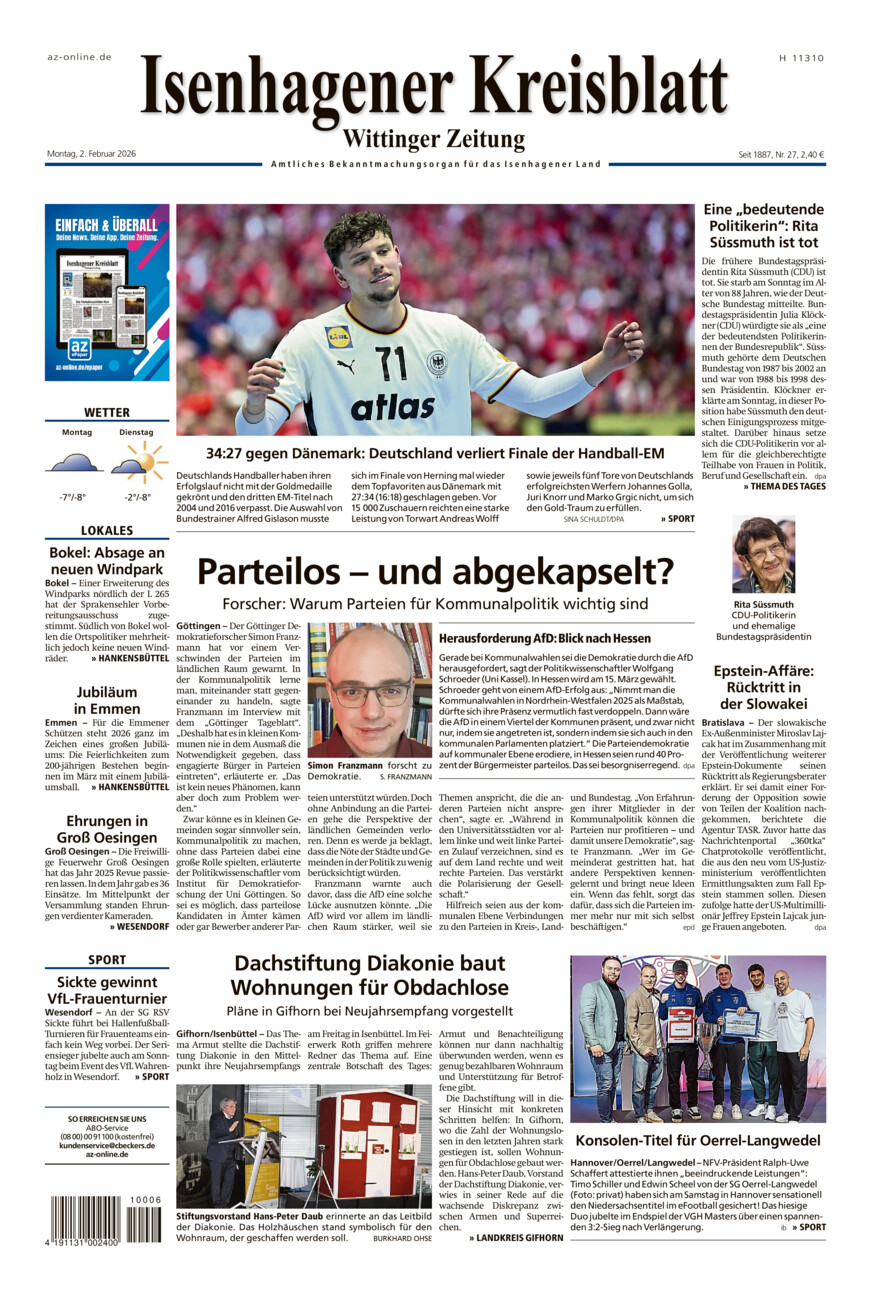 Isenhagener Kreisblatt vom Montag, 02.02.2026