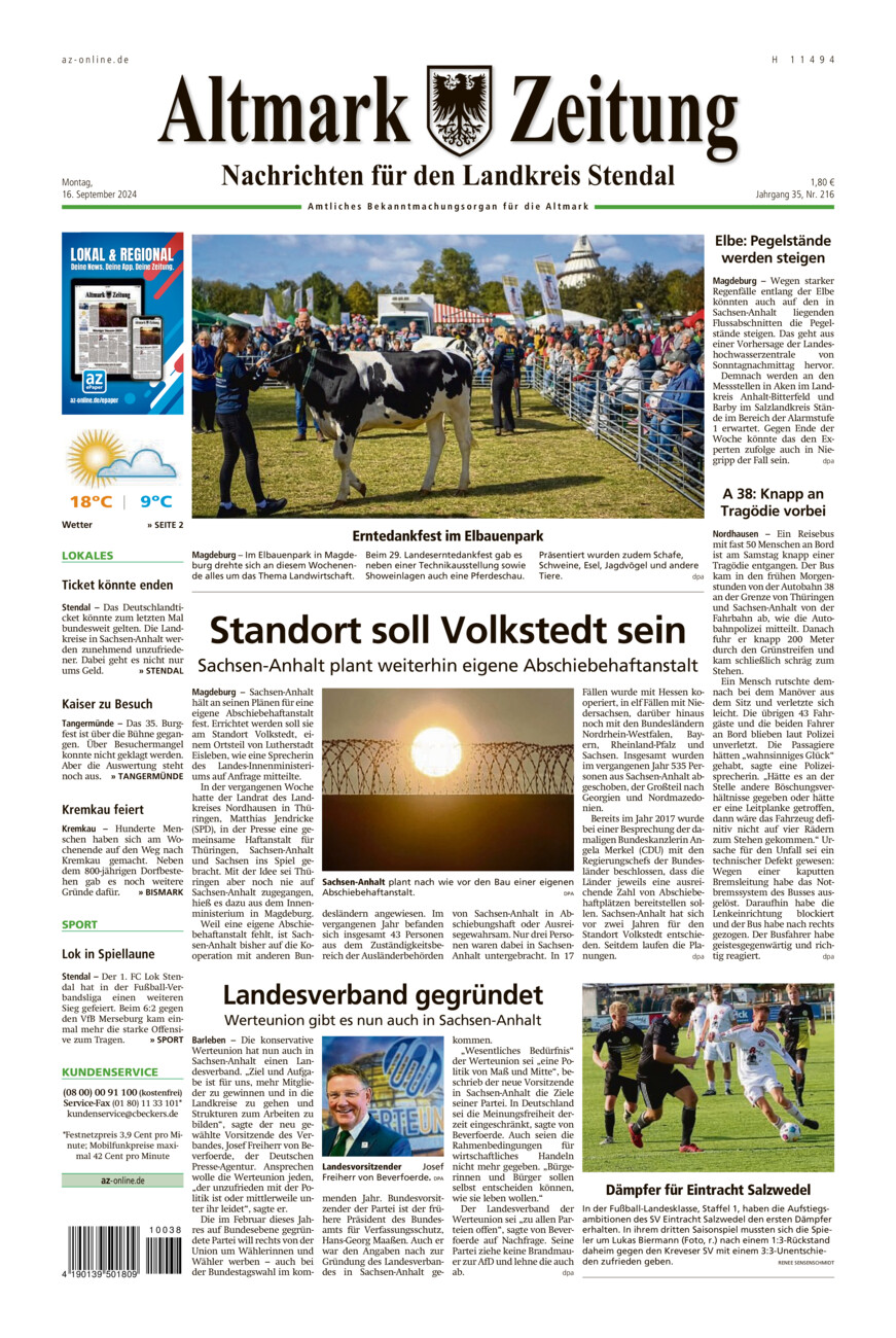 Landkreis Stendal vom Montag, 16.09.2024