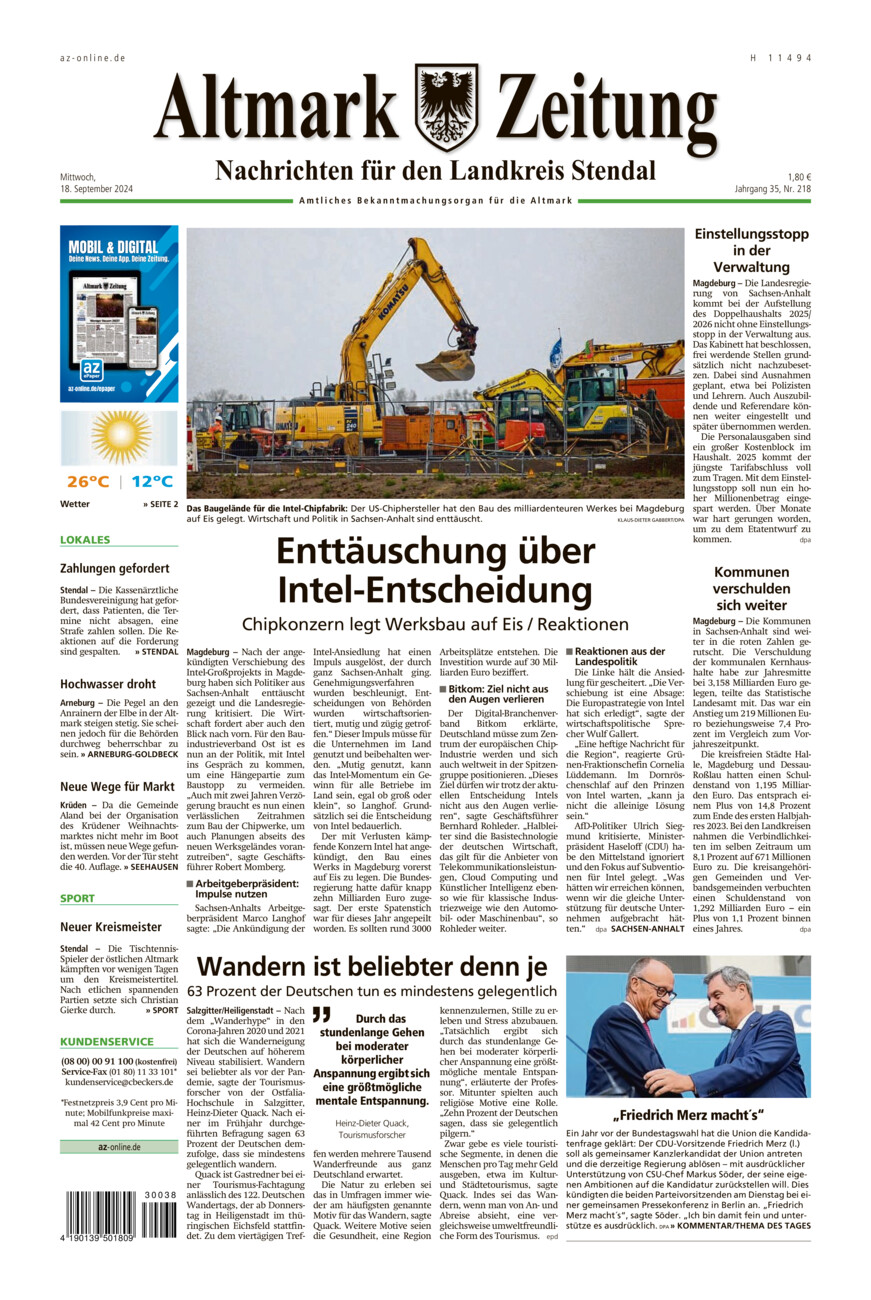 Landkreis Stendal vom Mittwoch, 18.09.2024