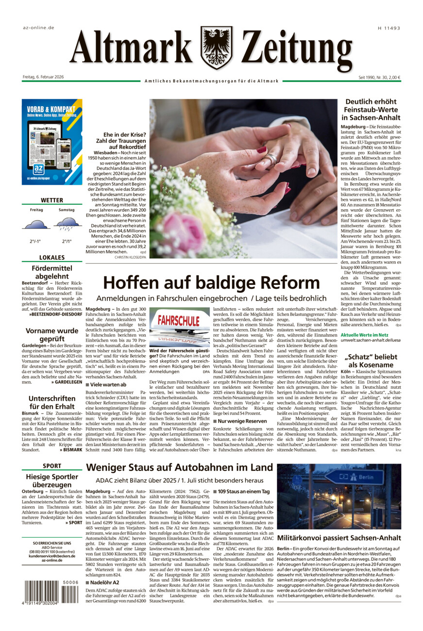 Altmark Zeitung vom Freitag, 06.02.2026