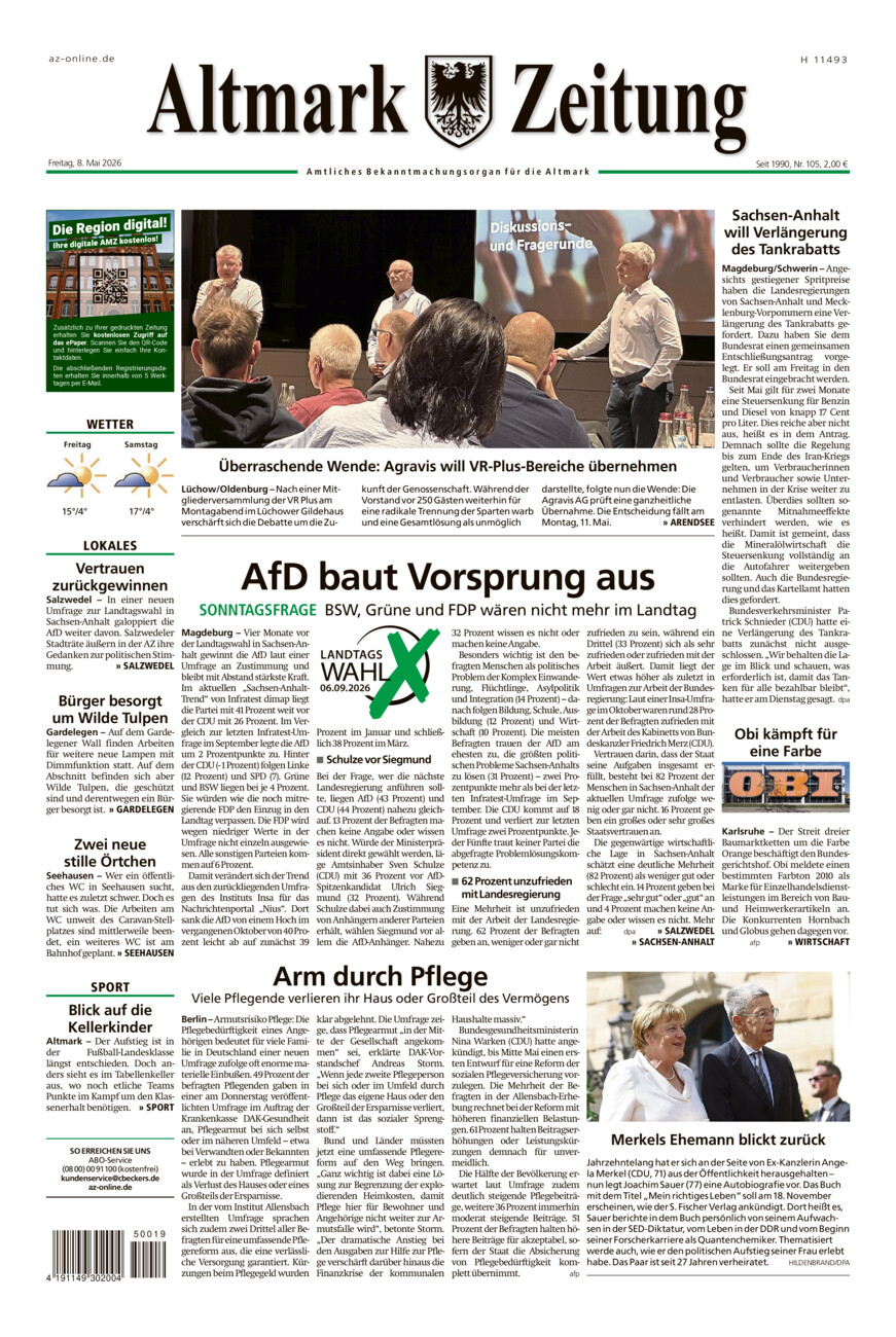 Altmark Zeitung vom Freitag, 08.05.2026
