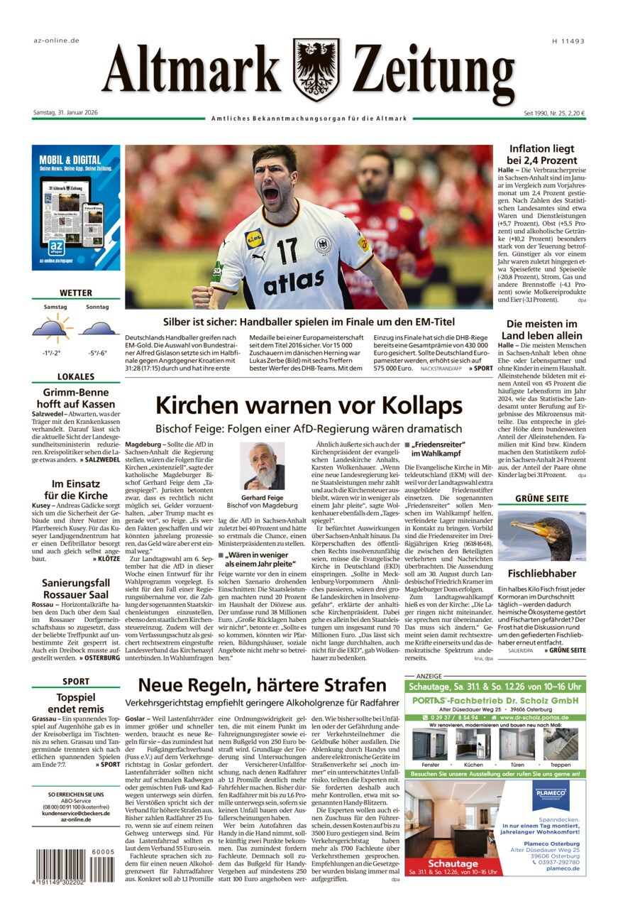 Altmark Zeitung vom Samstag, 31.01.2026