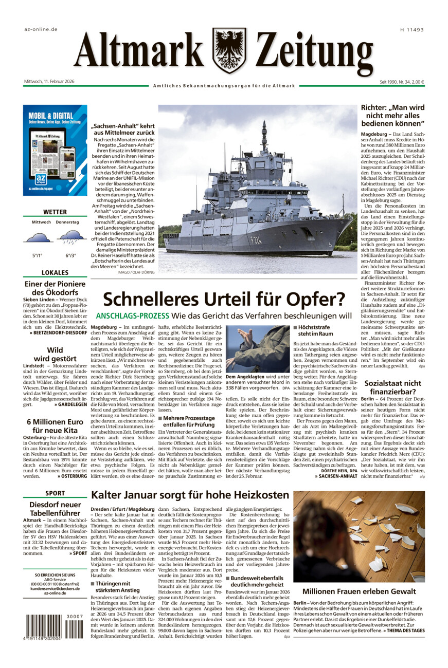 Altmark Zeitung vom Mittwoch, 11.02.2026