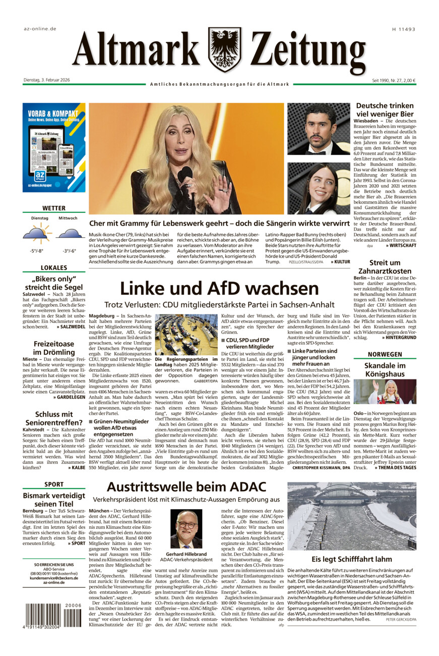 Altmark Zeitung vom Dienstag, 03.02.2026