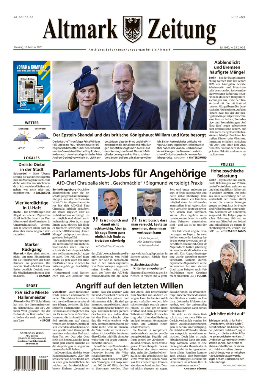 Altmark Zeitung vom Dienstag, 10.02.2026