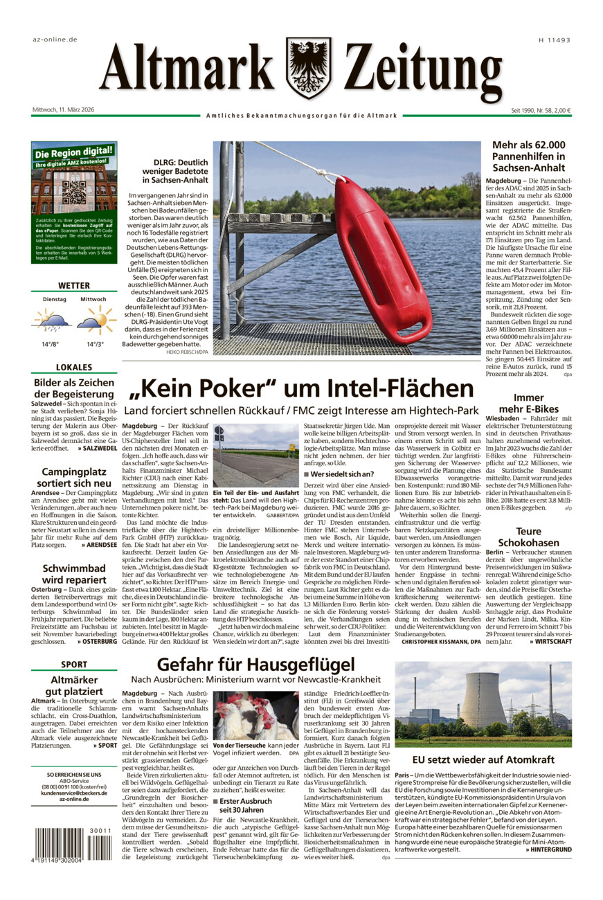 Altmark Zeitung vom Mittwoch, 11.03.2026