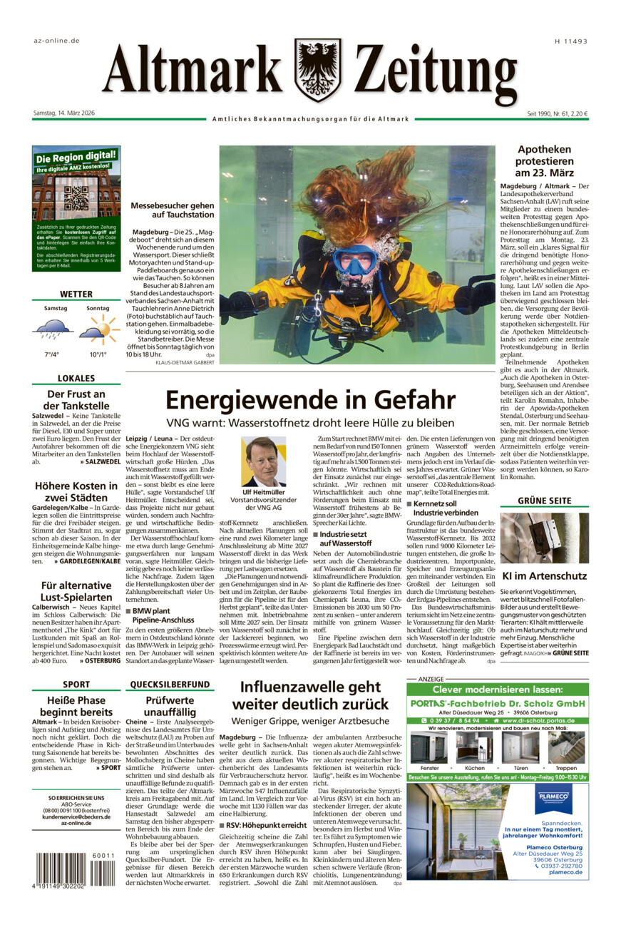 Altmark Zeitung vom Samstag, 14.03.2026