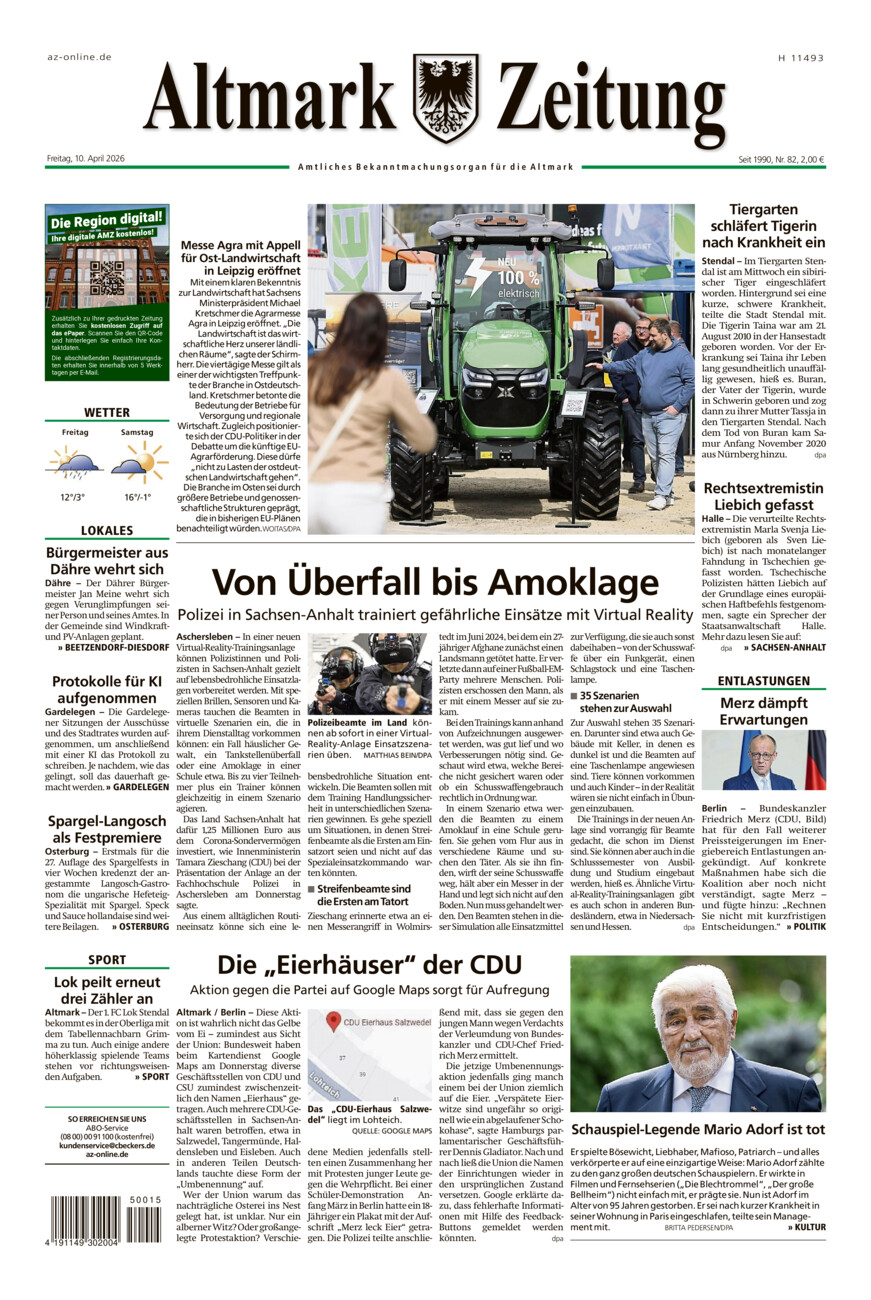 Altmark Zeitung vom Freitag, 10.04.2026