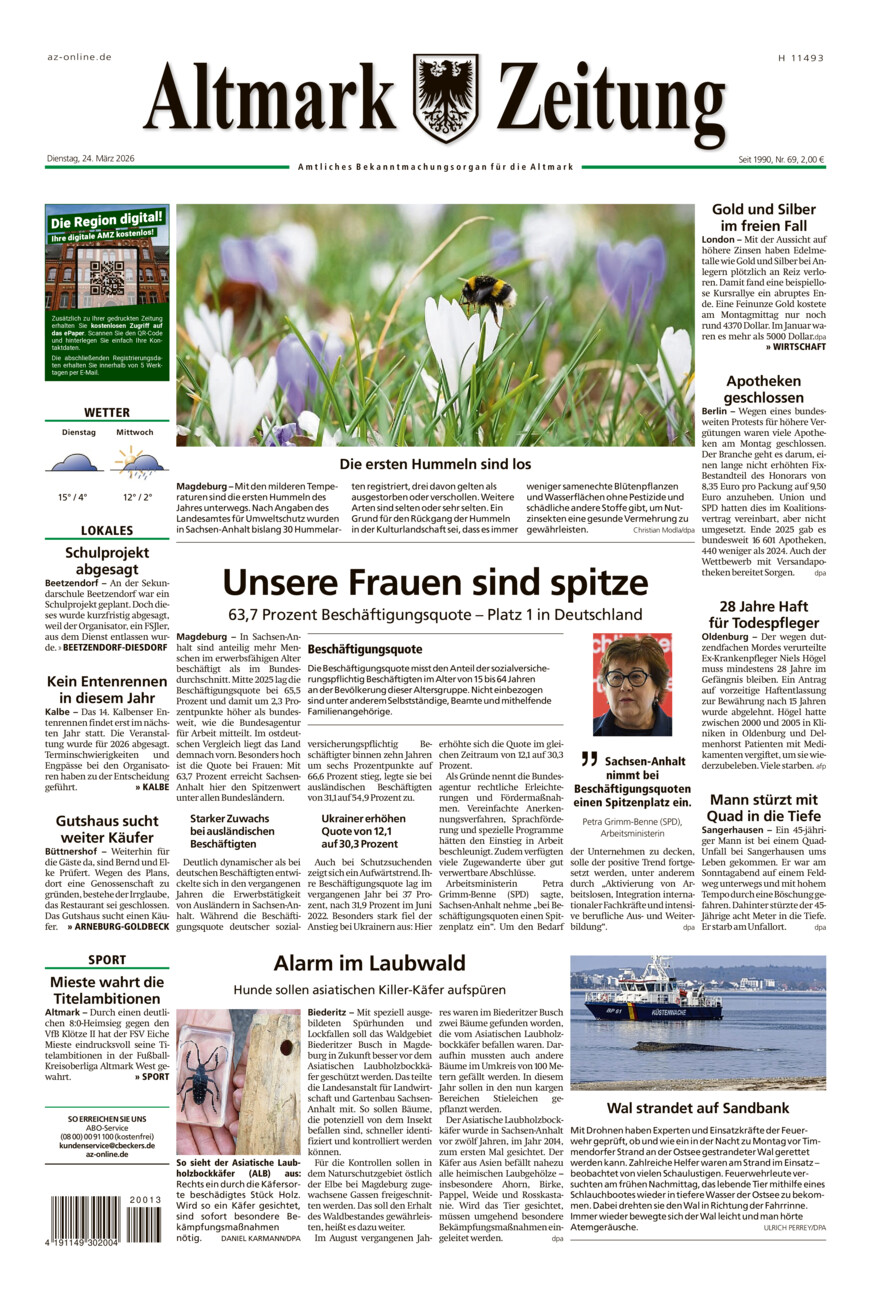 Altmark Zeitung vom Dienstag, 24.03.2026
