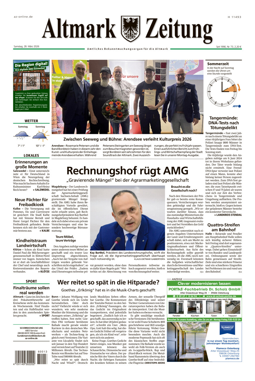 Altmark Zeitung vom Samstag, 28.03.2026