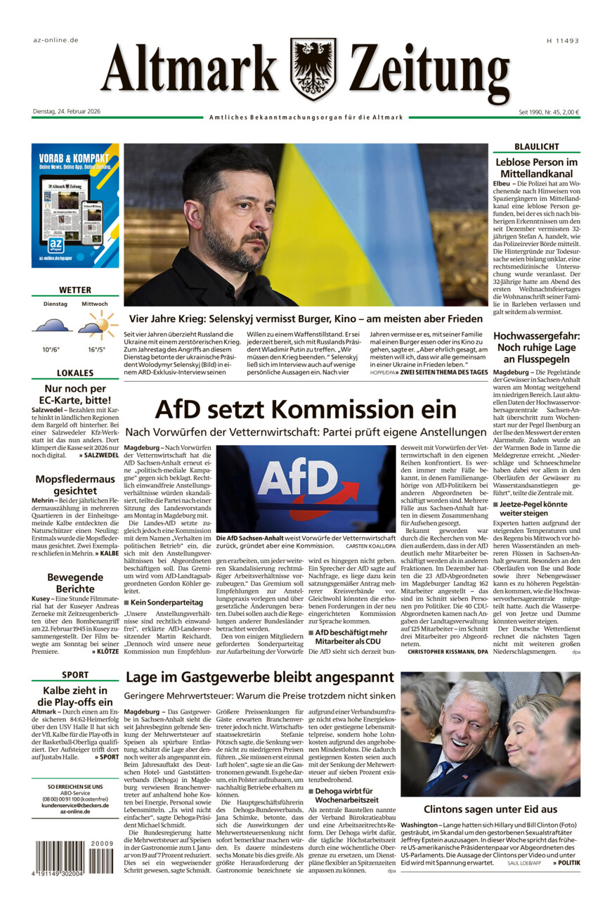 Altmark Zeitung vom Dienstag, 24.02.2026