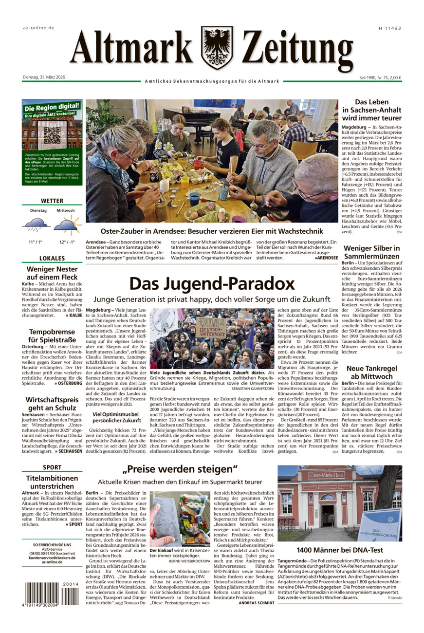 Altmark Zeitung vom Dienstag, 31.03.2026