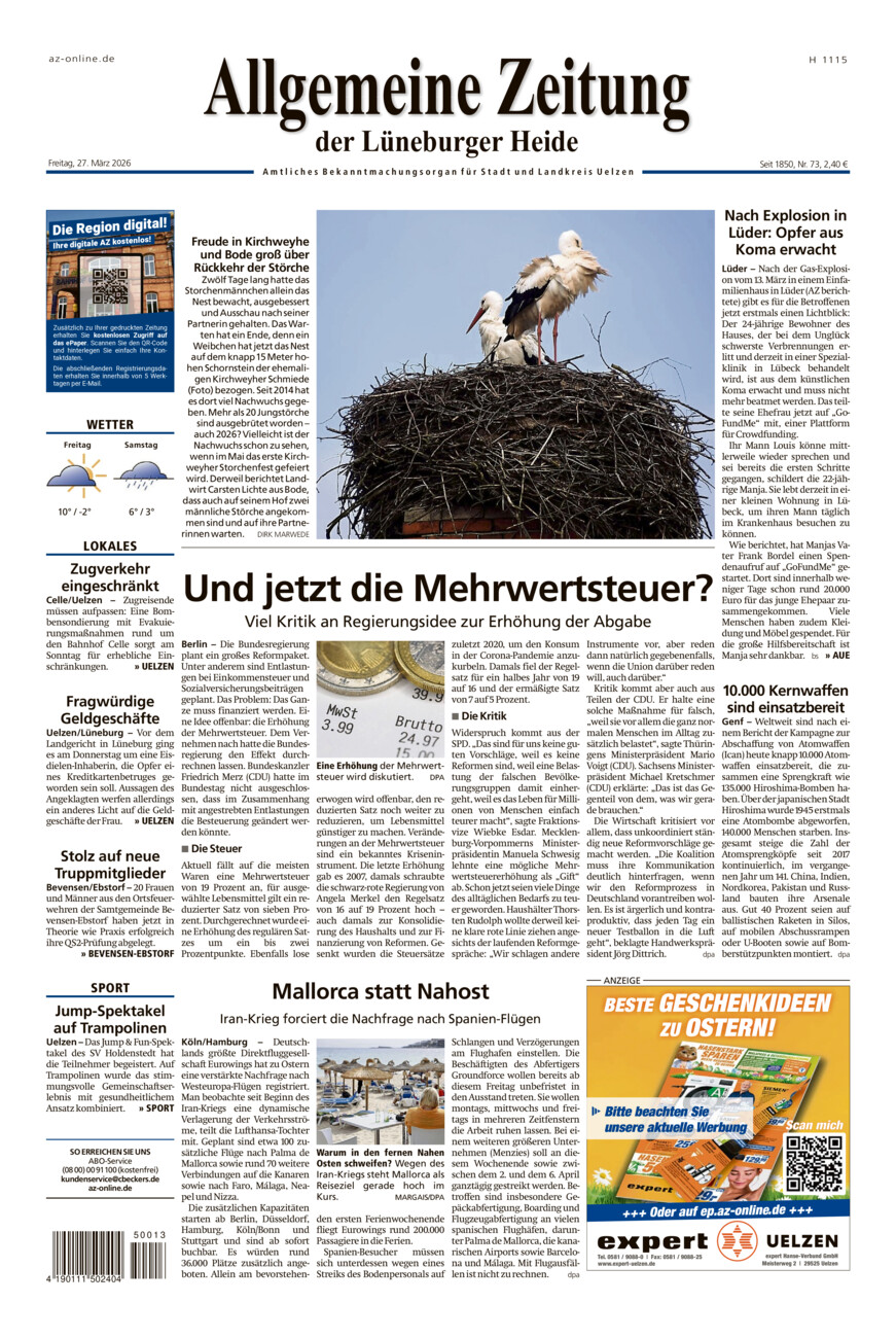 Allgemeine Zeitung vom Freitag, 27.03.2026