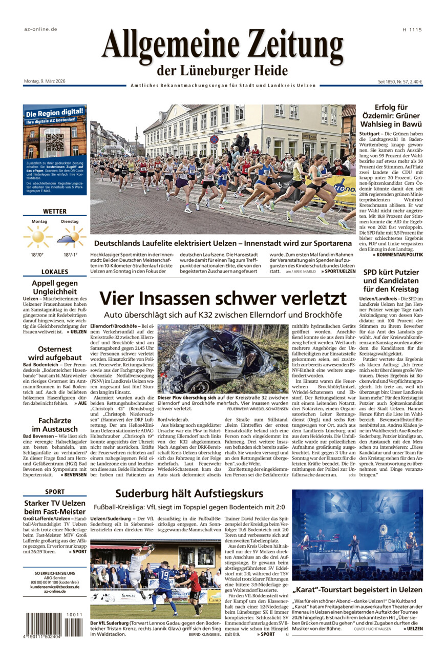 Allgemeine Zeitung vom Montag, 09.03.2026