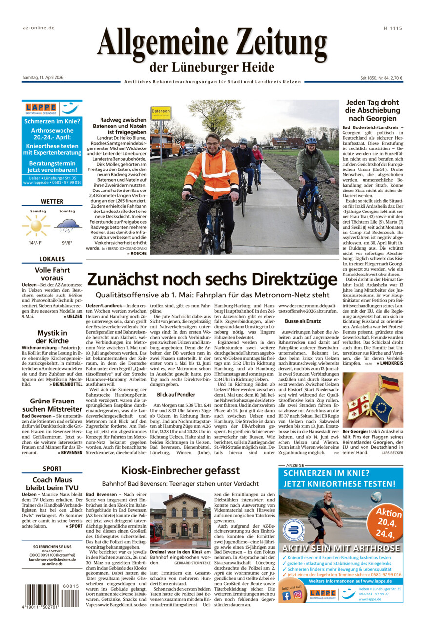 Allgemeine Zeitung vom Samstag, 11.04.2026