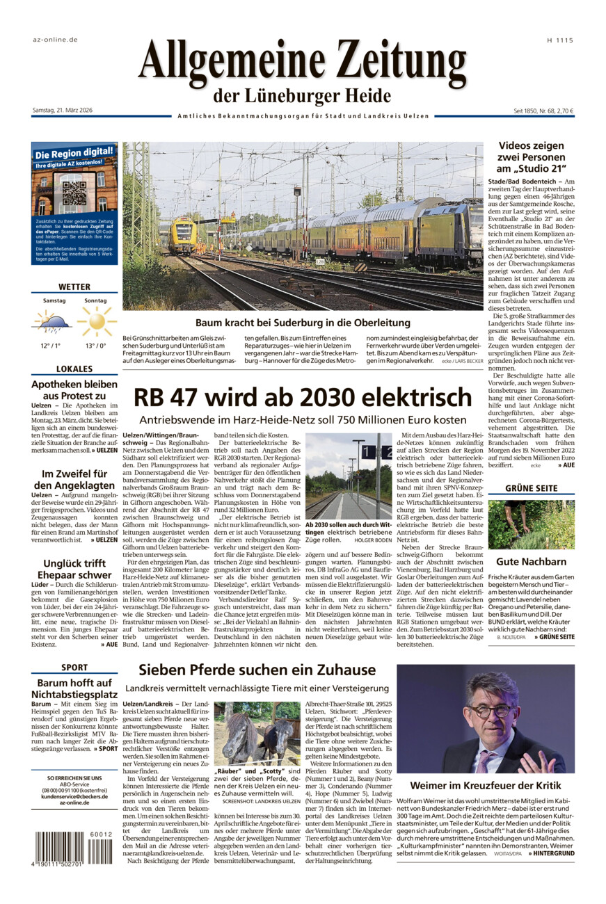 Allgemeine Zeitung vom Samstag, 21.03.2026