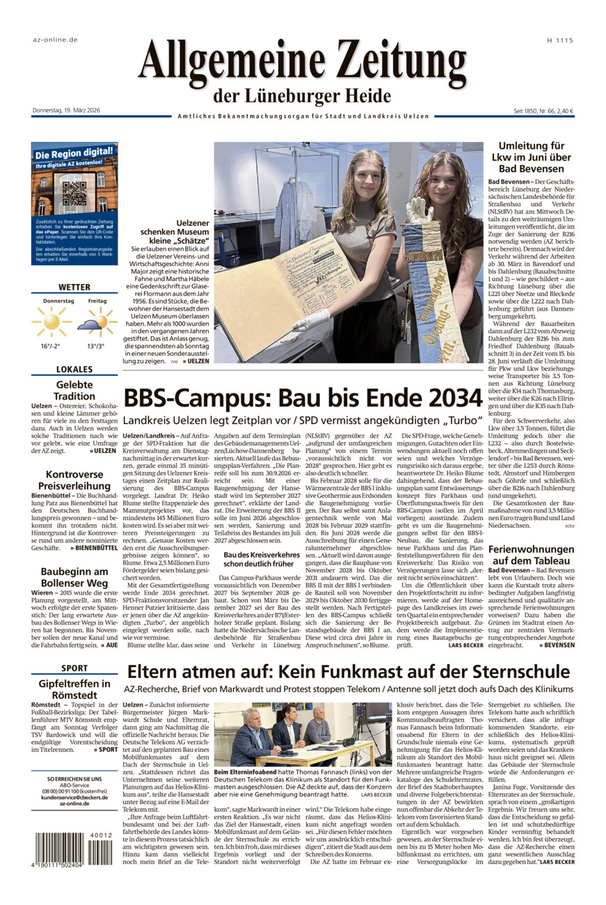 Allgemeine Zeitung vom Donnerstag, 19.03.2026
