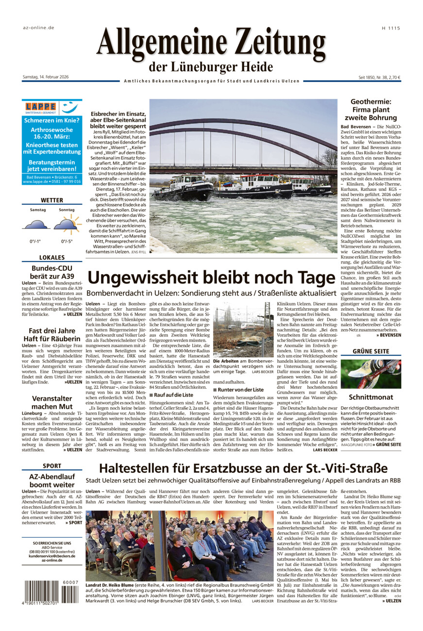 Allgemeine Zeitung vom Samstag, 14.02.2026