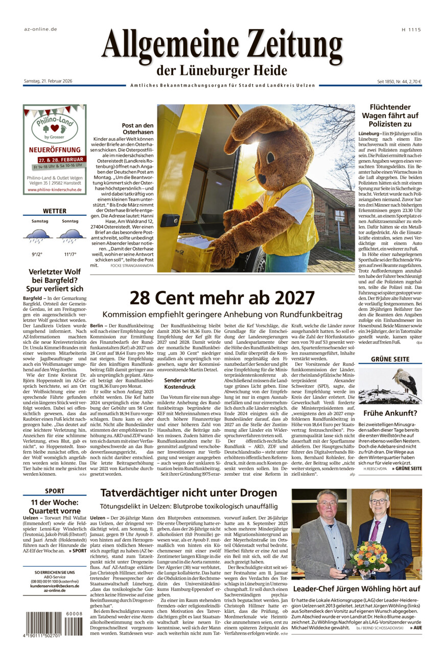 Allgemeine Zeitung vom Samstag, 21.02.2026