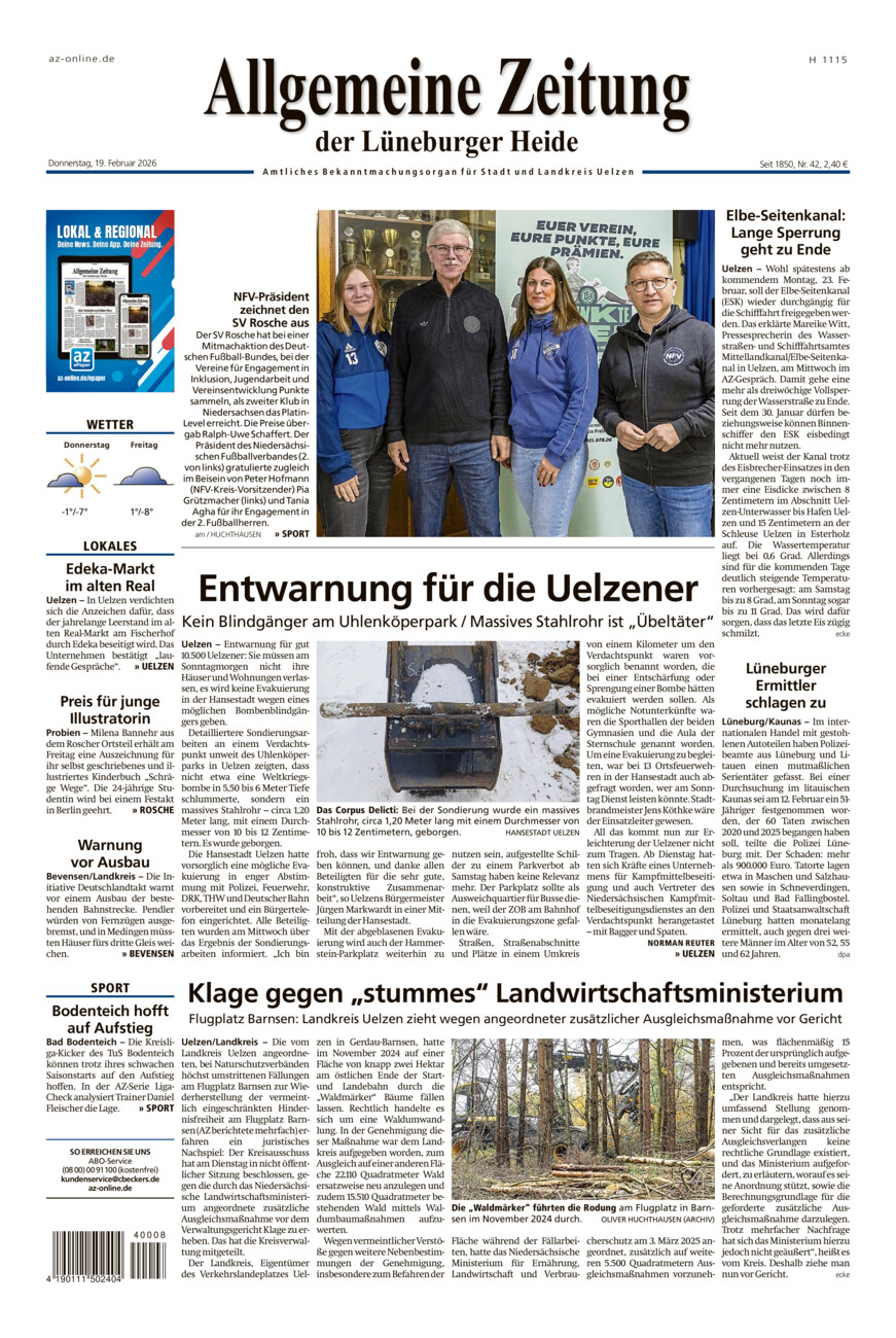 Allgemeine Zeitung vom Donnerstag, 19.02.2026