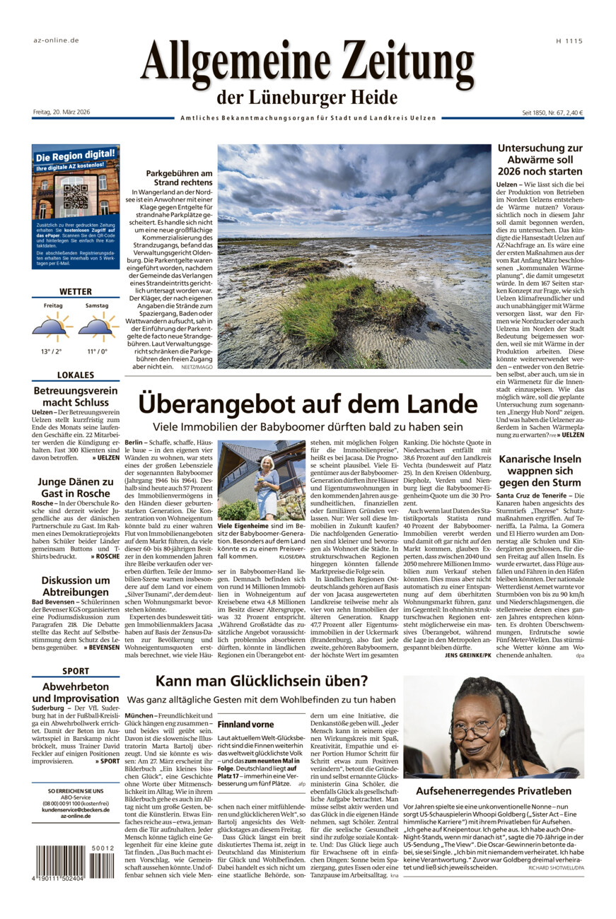 Allgemeine Zeitung vom Freitag, 20.03.2026