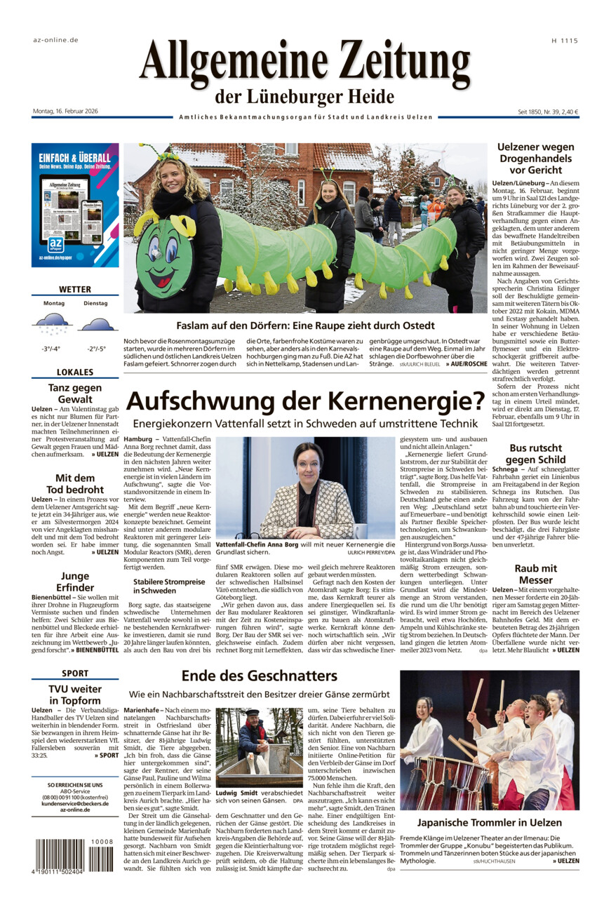 Allgemeine Zeitung vom Montag, 16.02.2026