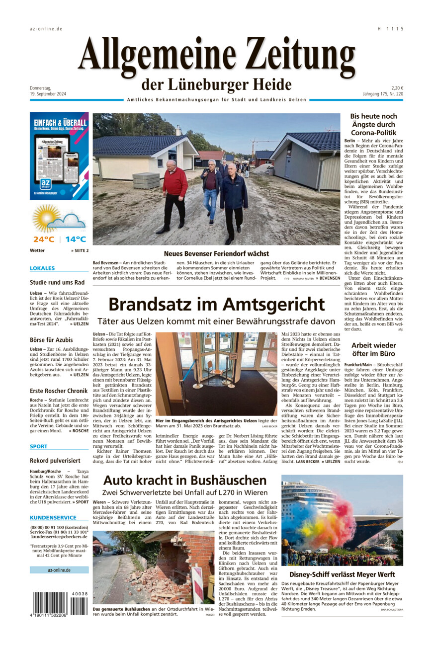 Allgemeine Zeitung vom Donnerstag, 19.09.2024