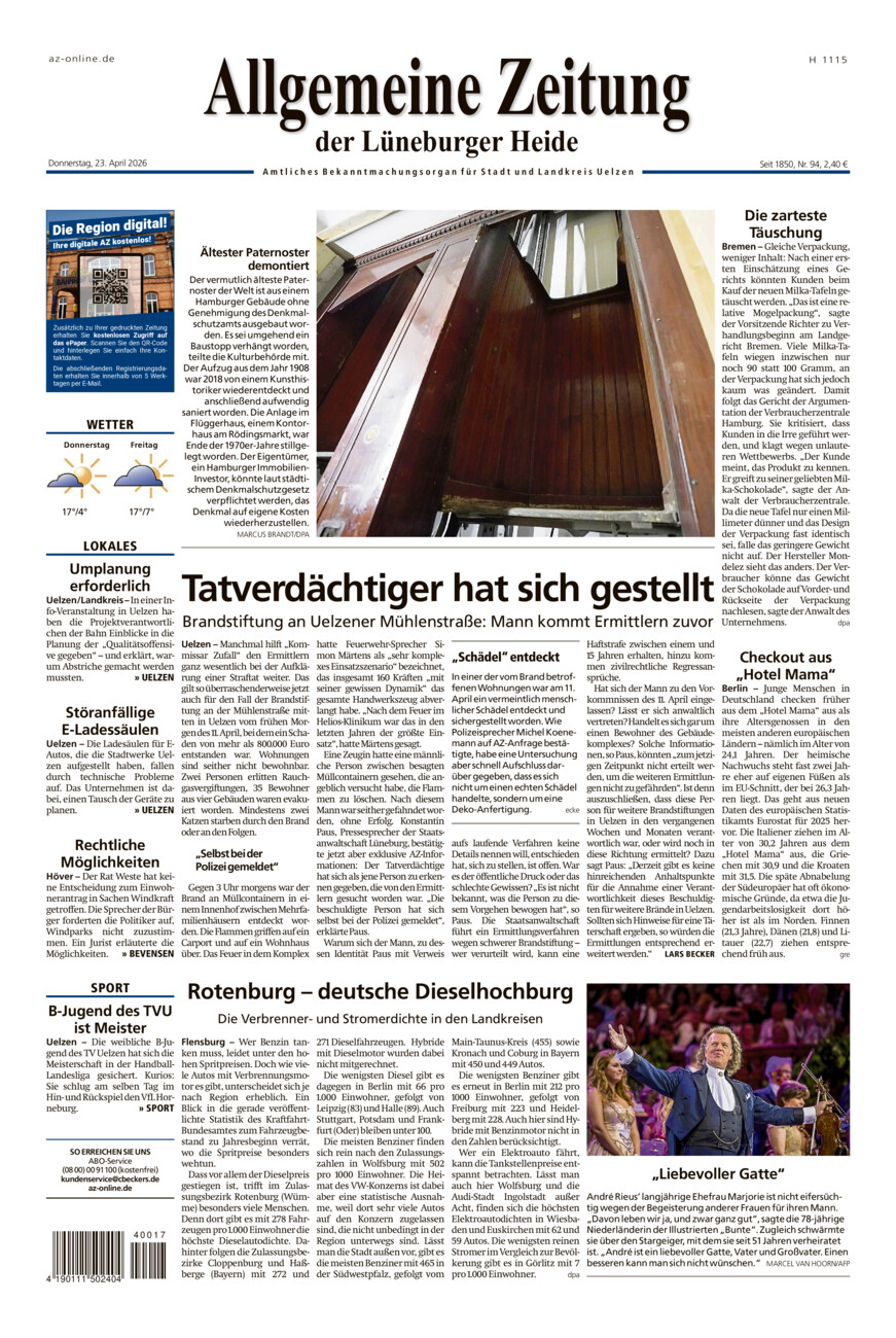 Allgemeine Zeitung vom Donnerstag, 23.04.2026