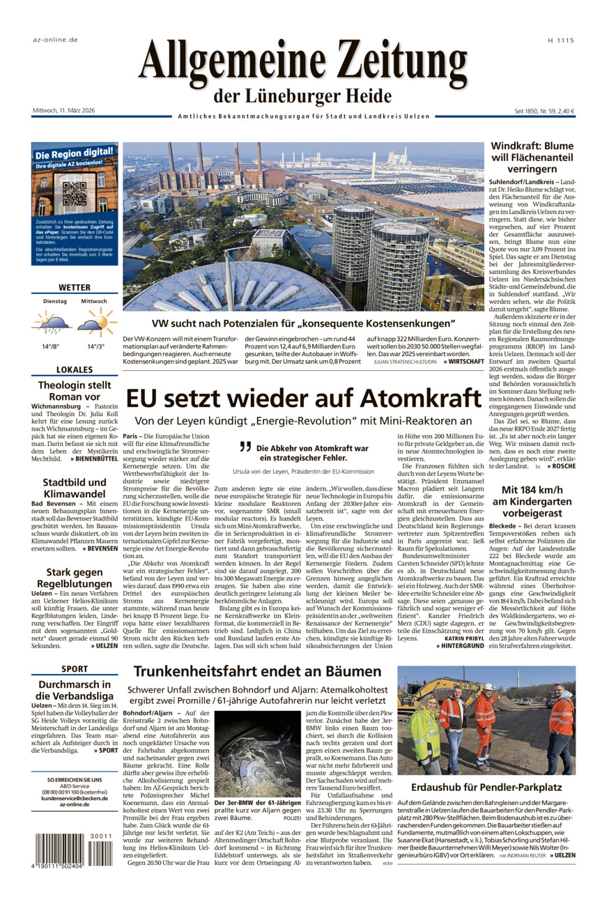 Allgemeine Zeitung vom Mittwoch, 11.03.2026