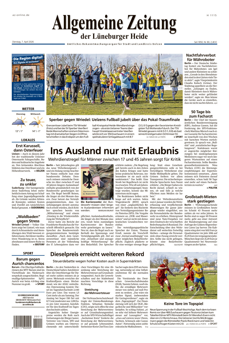 Allgemeine Zeitung vom Dienstag, 07.04.2026
