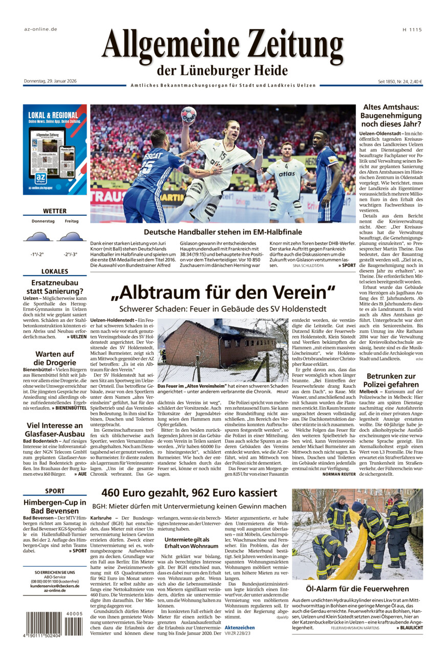 Allgemeine Zeitung vom Donnerstag, 29.01.2026