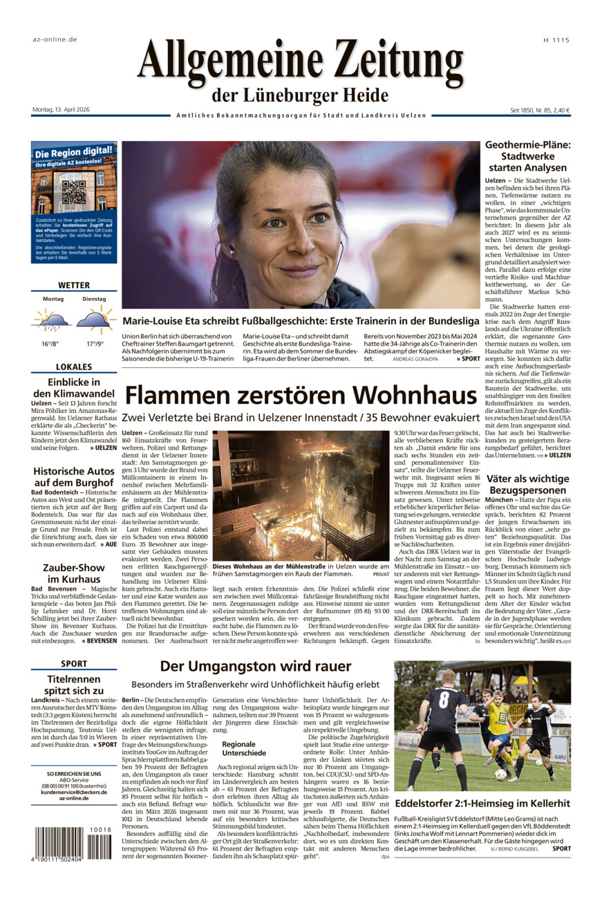 Allgemeine Zeitung vom Montag, 13.04.2026
