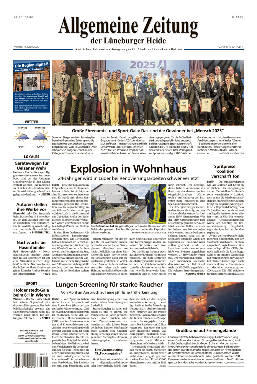 Allgemeine Zeitung vom Montag, 16.03.2026