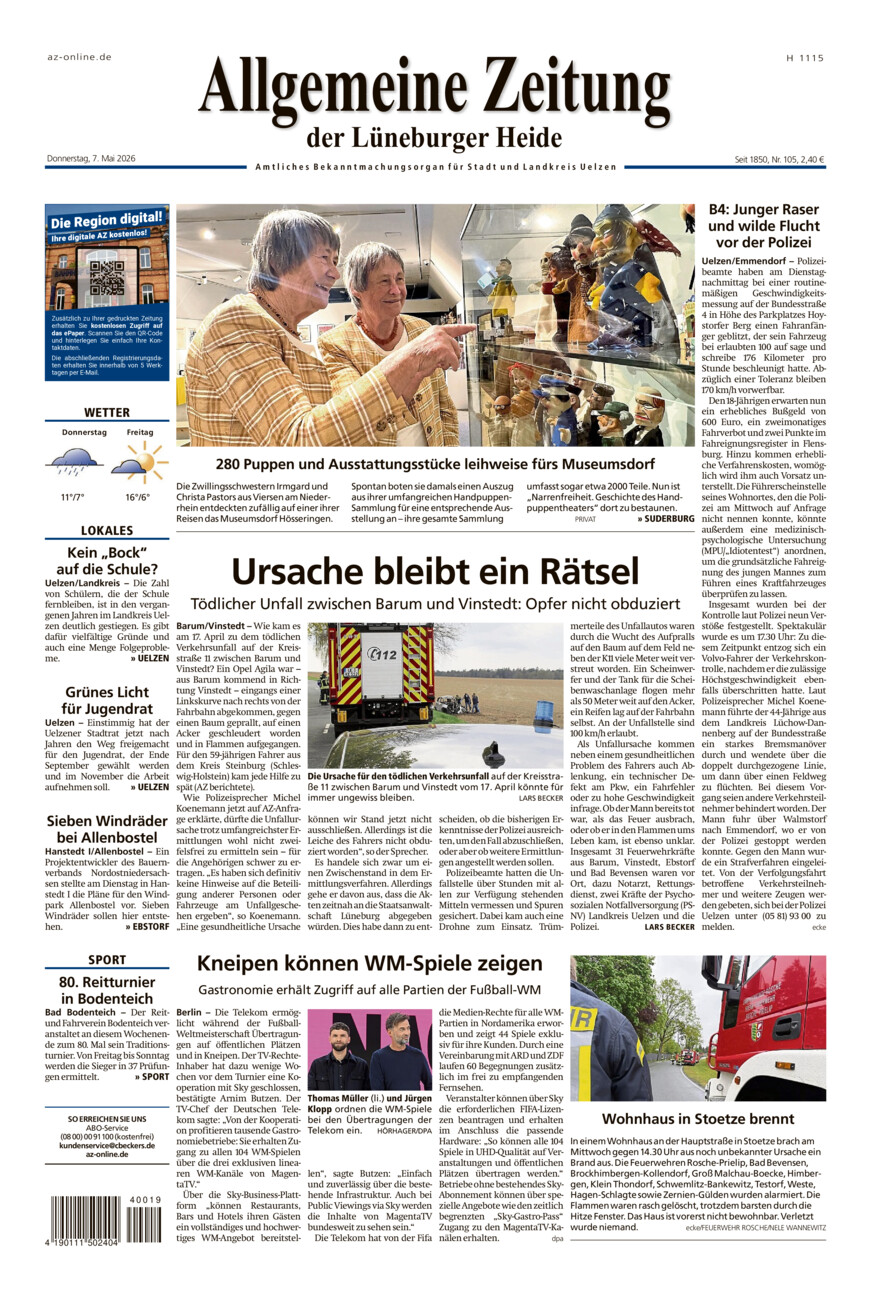 Allgemeine Zeitung vom Donnerstag, 07.05.2026