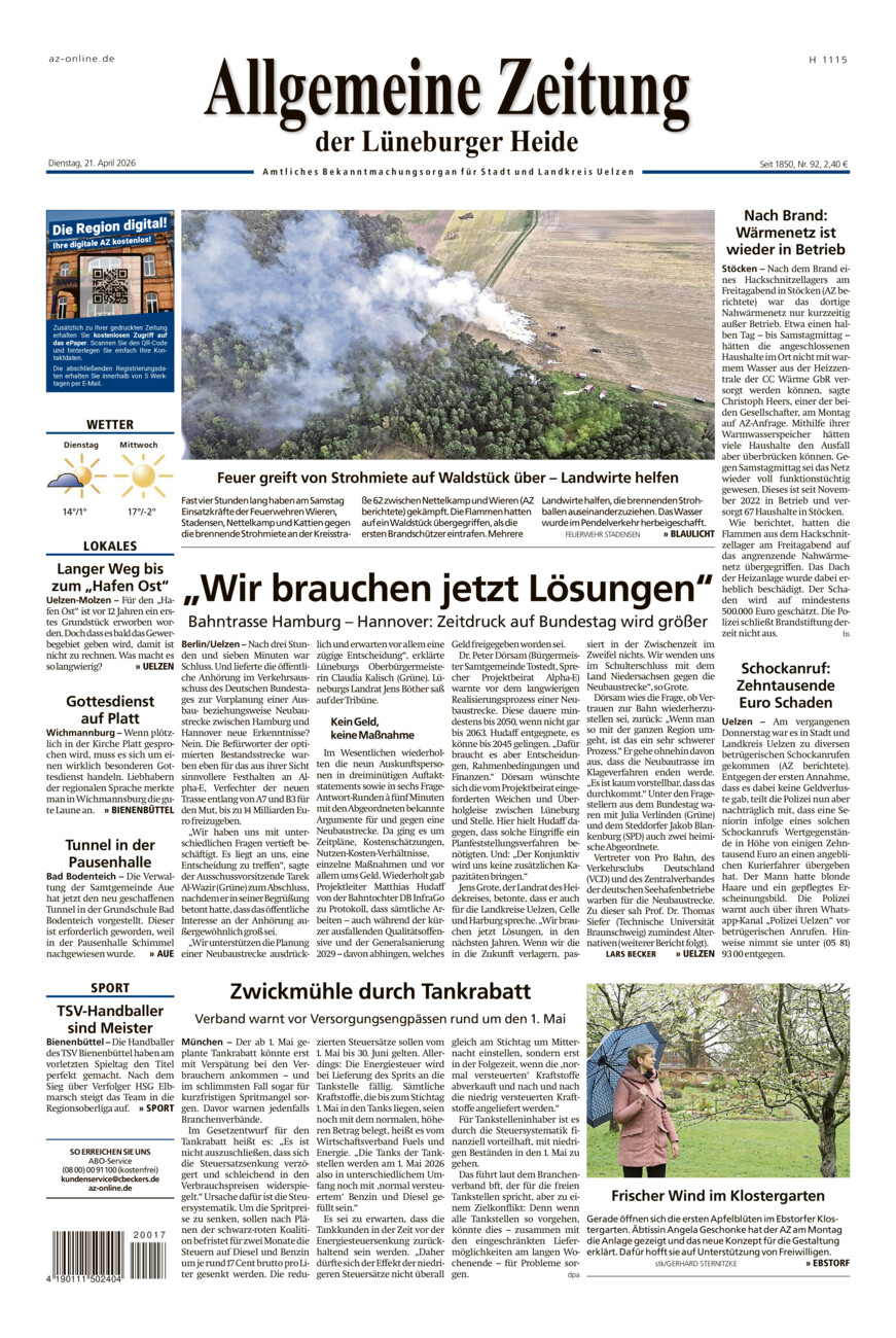 Allgemeine Zeitung vom Dienstag, 21.04.2026