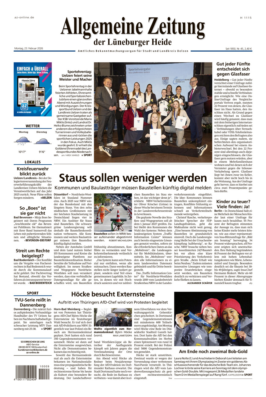 Allgemeine Zeitung vom Montag, 23.02.2026